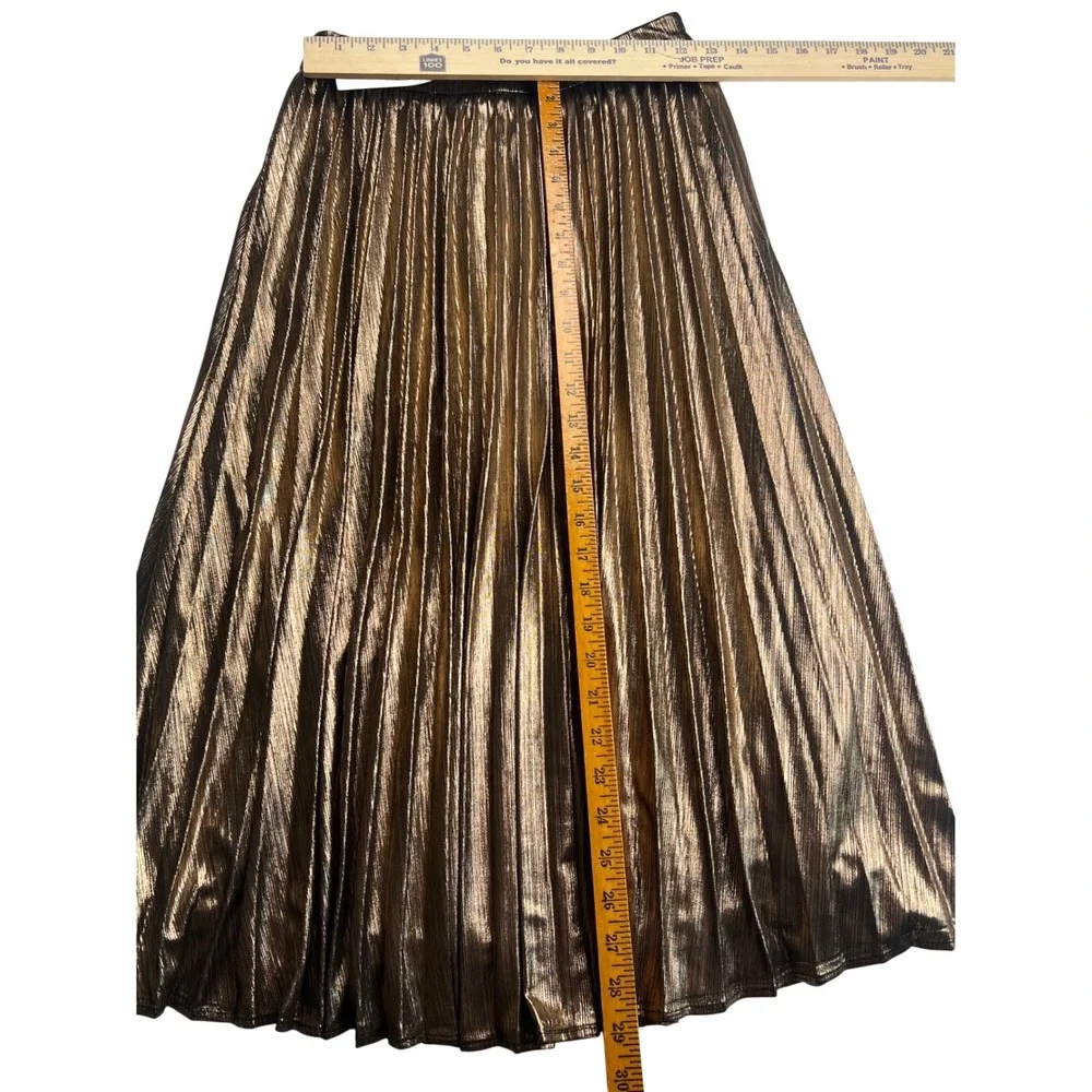 Skylar Rose Light The Night Bronze Metallic Pleated Maxi Skirt S NWT glam chic - Picture 6 of 9